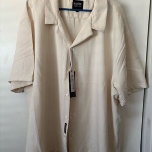 Malibu Men's Cream button up Short Sleeve dress shirt NWT 2XL
